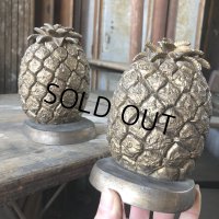 Vintage Hawaiiane Pineapple Brass Meta Bookends Matching Pair (B782)