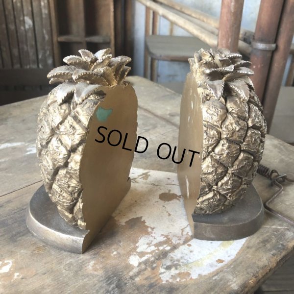 画像8: Vintage Hawaiiane Pineapple Brass Meta Bookends Matching Pair (B782)