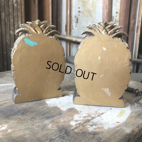 画像5: Vintage Hawaiiane Pineapple Brass Meta Bookends Matching Pair (B782)