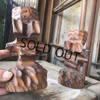Vintage Hawaiiana Tiki Wooden Candle Holder SET (B780)