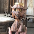 Vintage Hawaiiana Tiki Cat Wooden Candle Holder (B781)