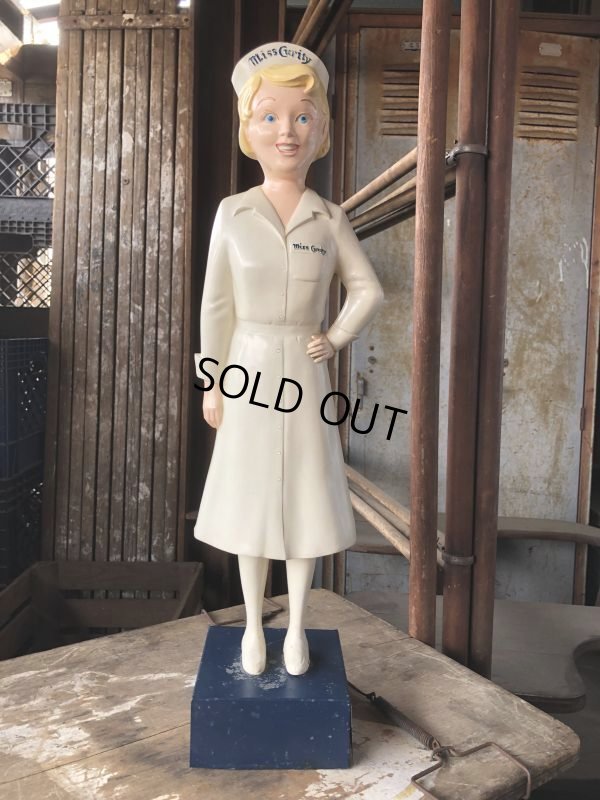 画像1: 50s Vintage Advertising Miss Curity Counter Display Statue Figure 53cm (B797)