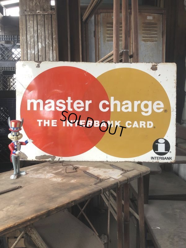 画像1: 60s Vintage MASTER CHARGE The Interbank Store Display Double Sided Metal Sign (B809)