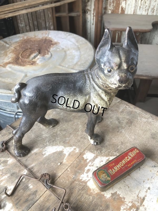 画像20: Antique Cast Iron Boston Terrier Doorstop Statue (B818)