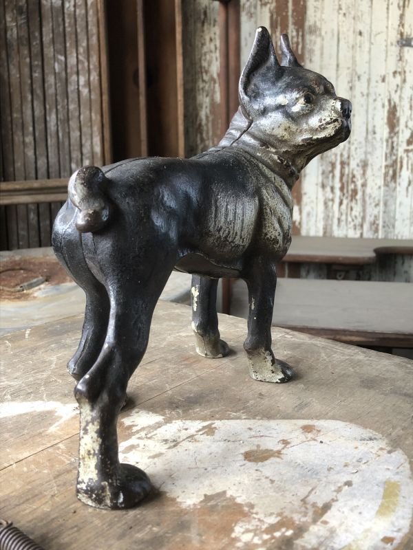 画像2: Antique Cast Iron Boston Terrier Doorstop Statue (B818)