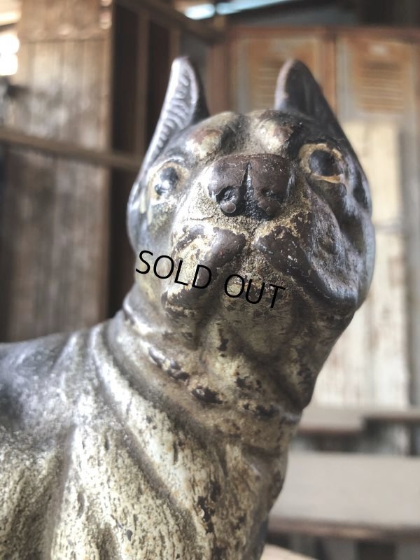 画像13: Antique Cast Iron Boston Terrier Doorstop Statue (B818)