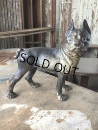 Antique Cast Iron Boston Terrier Doorstop Statue (B818)