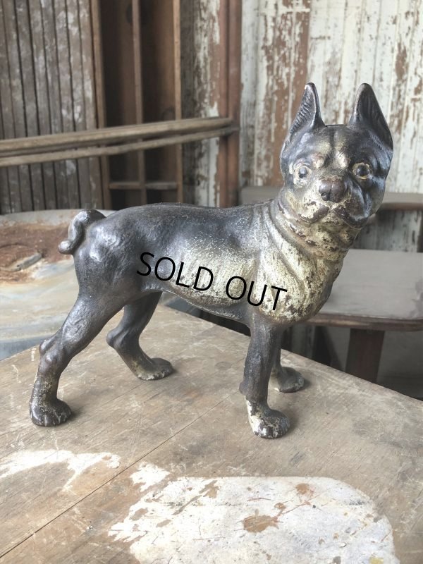 画像1: Antique Cast Iron Boston Terrier Doorstop Statue (B818)