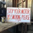 画像1: Vintage Original STOP YOUR MOTOR NO SMOKING PLEASE Porcelain Sign (B843) (1)