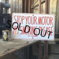 Vintage Original STOP YOUR MOTOR NO SMOKING PLEASE Porcelain Sign (B843)