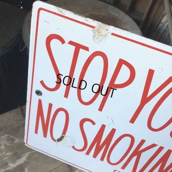 画像2: Vintage Original STOP YOUR MOTOR NO SMOKING PLEASE Porcelain Sign (B843)