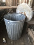 画像7: Vintage Galvanized Steel Metal Garbage Trash Can (B859)