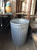 Vintage Galvanized Steel Metal Garbage Trash Can (B858)