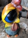 画像11: 60s Mid Century Vintage Sad Big Eye Bird Ceramic Coin Bank Statue (B861)