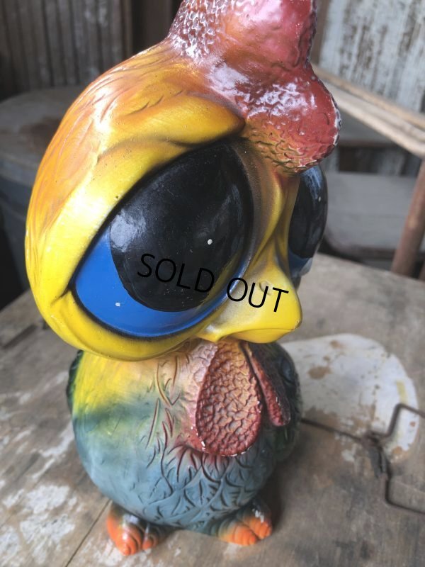 画像11: 60s Mid Century Vintage Sad Big Eye Bird Ceramic Coin Bank Statue (B861)