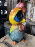 画像2: 60s Mid Century Vintage Sad Big Eye Bird Ceramic Coin Bank Statue (B861) (2)