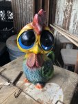 画像1: 60s Mid Century Vintage Sad Big Eye Bird Ceramic Coin Bank Statue (B861) (1)