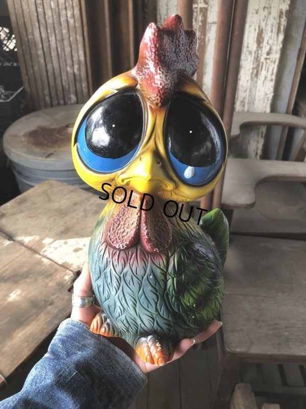 画像13: 60s Mid Century Vintage Sad Big Eye Bird Ceramic Coin Bank Statue (B861)