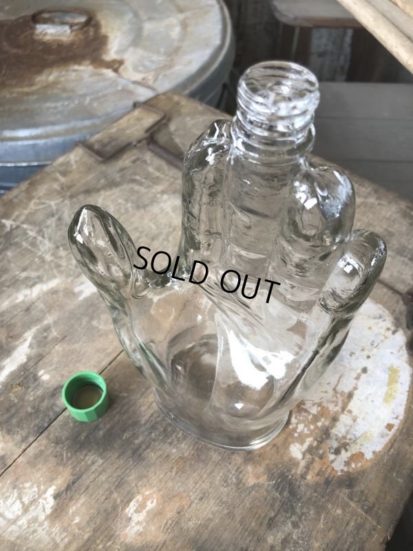 画像7: Vintage Hand Motif Lation Glass Bottle (B895)