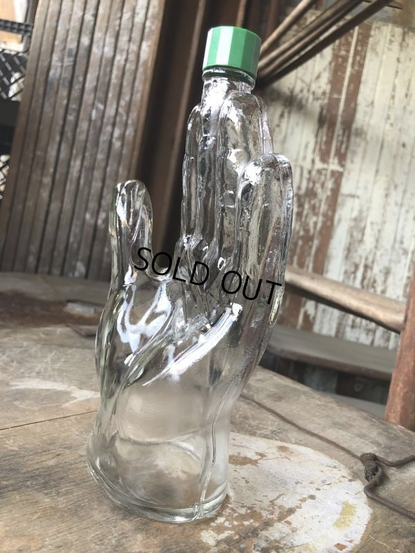 画像5: Vintage Hand Motif Lation Glass Bottle (B895)