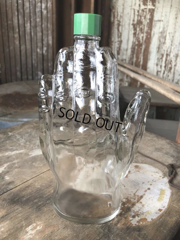 画像4: Vintage Hand Motif Lation Glass Bottle (B895)