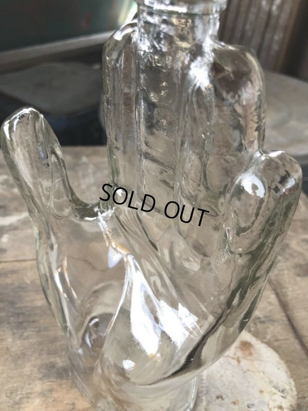 画像10: Vintage Hand Motif Lation Glass Bottle (B895)