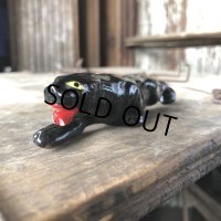 50s Vintage Black Panther Ceramic Deco Small Size Statue (B912)