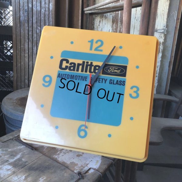 画像1: Vintage Carlite Automotive Safety Glass Ford Lighted Clock Sign (B913)