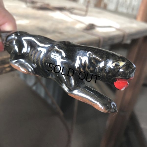 画像9: 50s Vintage Black Panther Ceramic Deco Small Size Statue (B912)