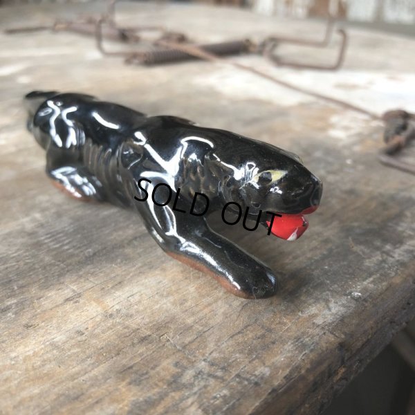 画像3: 50s Vintage Black Panther Ceramic Deco Small Size Statue (B912)