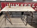 Vintage Industrial Rustic Wooden Folding Sawhorses (B934)