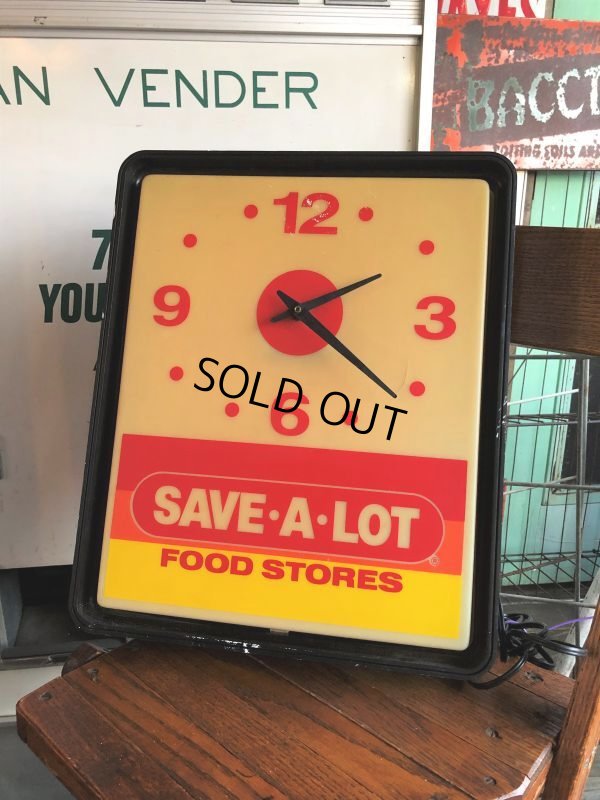 画像1: Vintage Advertising SAVE-A-LOT Food Stores Store DIsplay Light Clock Sign (B940)