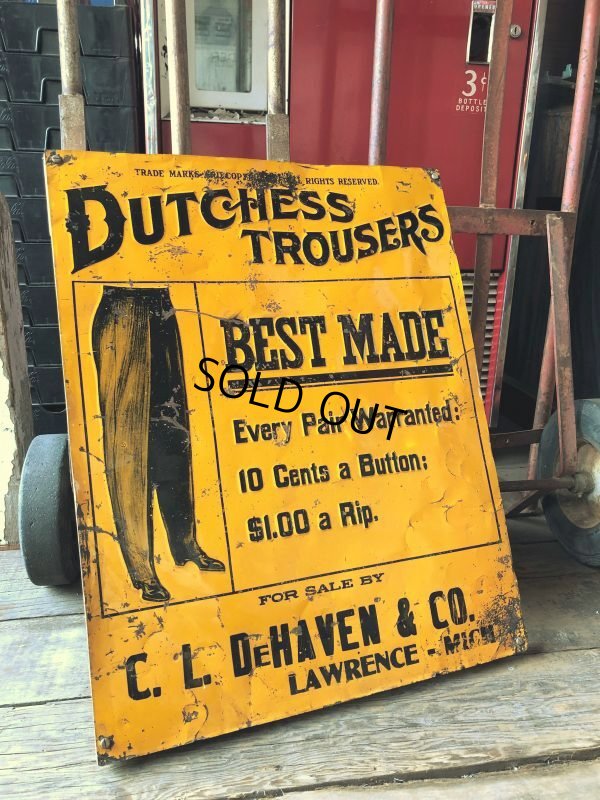 画像6: Antique Dutchess Trousers Advertising Embossed Tin Sign (B975)