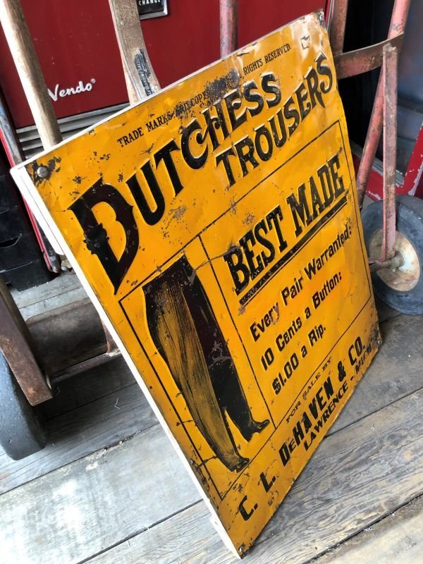 画像2: Antique Dutchess Trousers Advertising Embossed Tin Sign (B975)