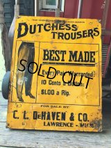 Antique Dutchess Trousers Advertising Embossed Tin Sign (B975)