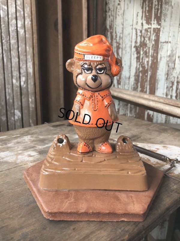 画像1: 60s Travelodge Sleepy Bear Counter Display Pen Holder Hard to Find ! (M034)