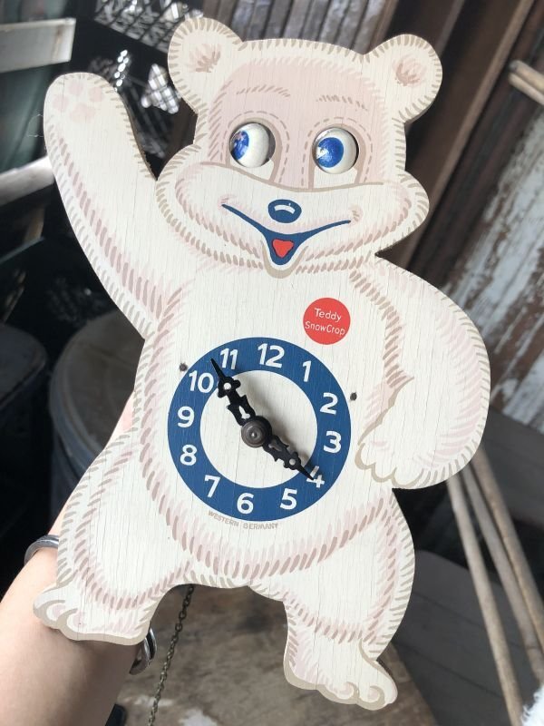 画像1: 50s Vintage Teddy Snow Crop Orange Juice Weight Driven Clock (M035)