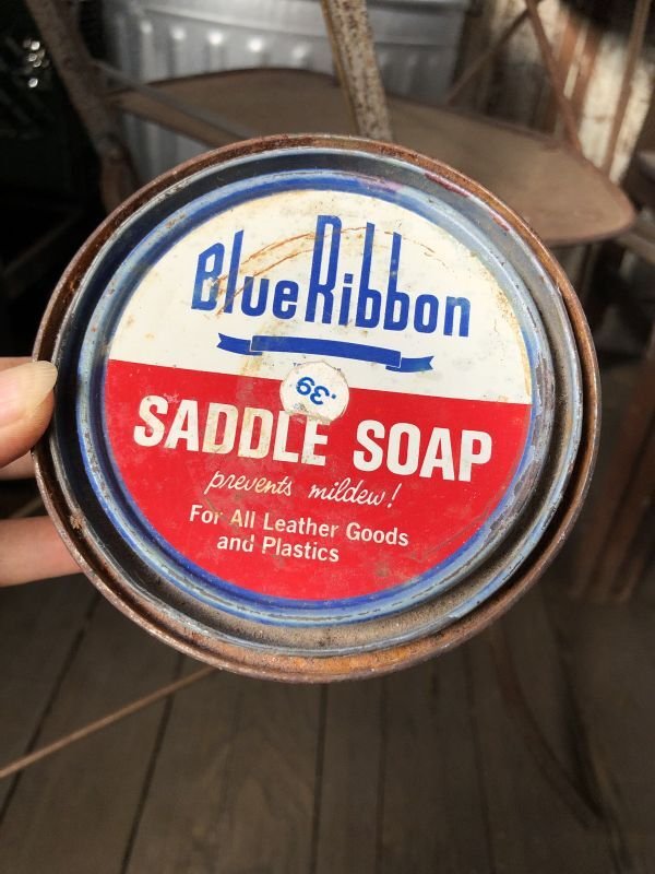 画像1: Vintage Blue Ribbon Saddle Soap Can (B087)