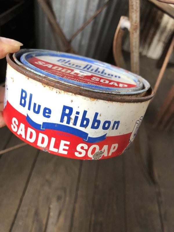 画像2: Vintage Blue Ribbon Saddle Soap Can (B087)