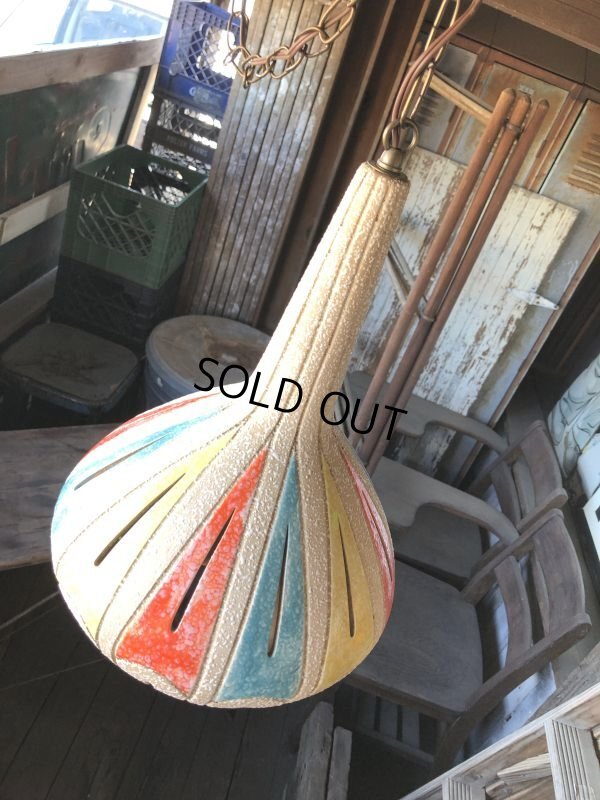 画像12: Vintage U.S.A Mid Century Pottery Ceramic Hanging Lamp (M090) 