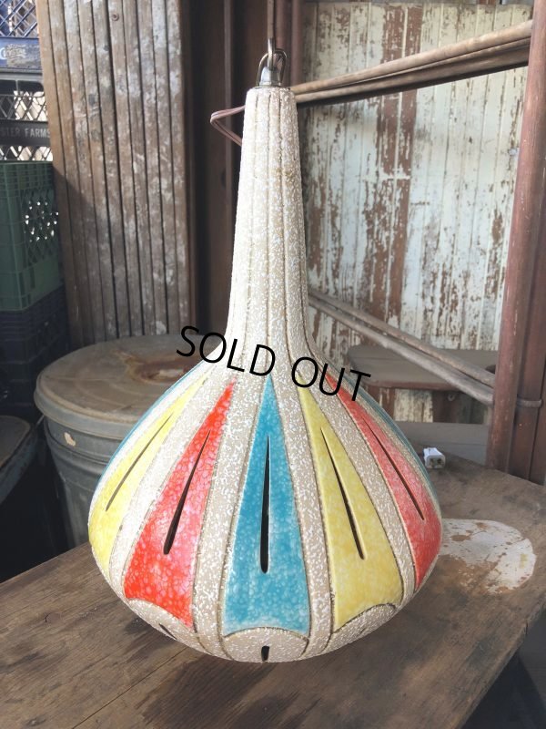 画像11: Vintage U.S.A Mid Century Pottery Ceramic Hanging Lamp (M090) 