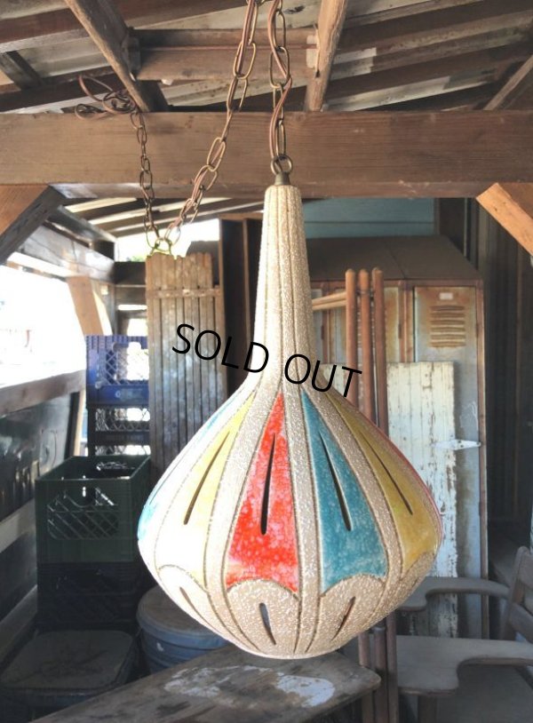 画像13: Vintage U.S.A Mid Century Pottery Ceramic Hanging Lamp (M090) 