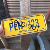 70s Vintage Bicycle License Plate 1979 PENNSYLVANIA PEN-123 (M106)