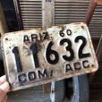 画像1: 60s Vintage Motorcycle License Plate 1960 ARIZ 11632 COM ACC (M109) (1)