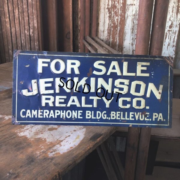 画像1: Antique JENKINSON REALTY CO. Cameraphone Building Bellevue PA Tin Sign (M147) 