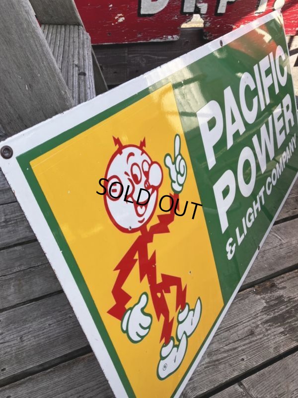 画像9: Vintage Reddy Kilowatt Pacific Power and Light Company Porcelain Sign (M177) 