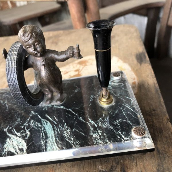 画像3: Rare! 50s Vintage Fisk Tires Advertising Desk Double Pen Holder Hard to Find!!! (M189)