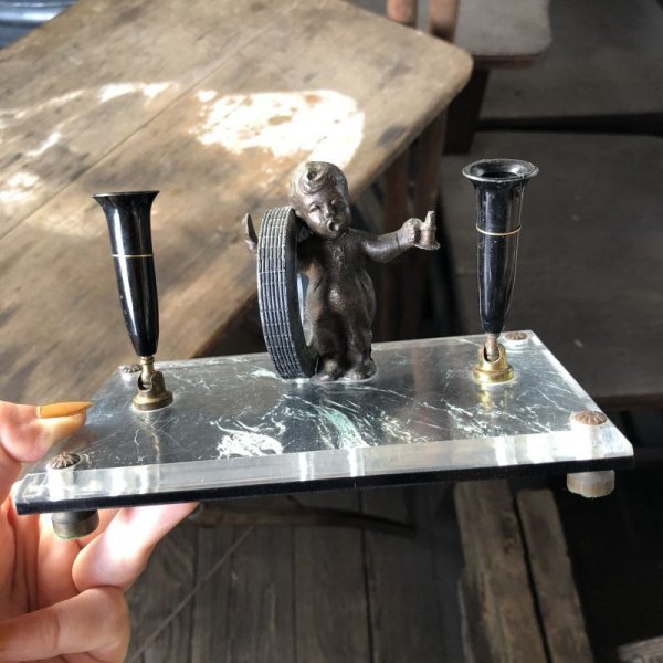 画像16: Rare! 50s Vintage Fisk Tires Advertising Desk Double Pen Holder Hard to Find!!! (M189)