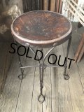 1900s Antique ROYAL M.M CO CHICAGO Ice Cream Parlor Stool Twisted Iron Legs (M203) 