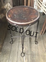 1900s Antique ROYAL M.M CO CHICAGO Ice Cream Parlor Stool Twisted Iron Legs (M203) 